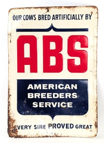 SST American Breeders Service Embossed Advertising Sign
