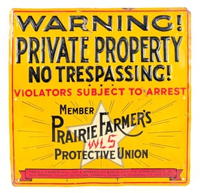 SST Prairie Farmer's Protective Union Embossed Advertising Sign