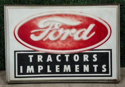 5ft Vintage Ford Tractors Dealership Heavily Embossed Lighted Sign