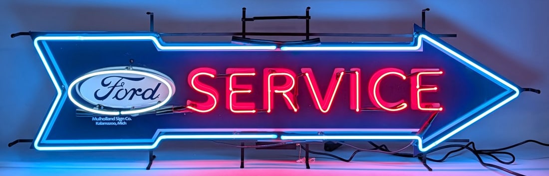 Custom Ford Service Arrow Neon Sign w/ Flasher (1 of 9)