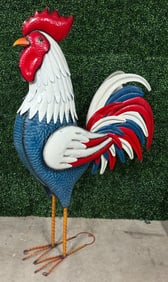 Giant 6ft Patriotic Rooster / Chicken Metal Statue