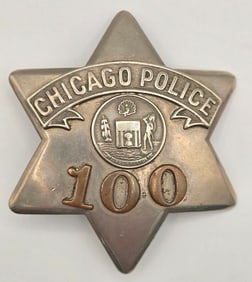 Obsolete C.H. Hanson Chicago Police Pie Plate Badge #100