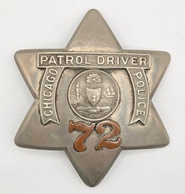 1905-07 Obsolete Chicago Police Patrol Driver Pie Plate Badge #72