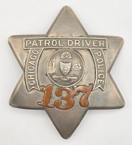 1905-07 Obsolete Chicago Police Patrol Driver Pie Plate Badge #137