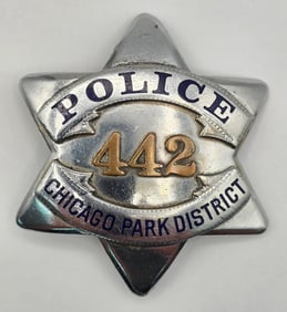 Obsolete C.H. Hanson Chicago Park District Police Pie Plate Badge #442