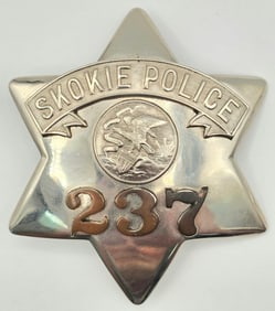 Obsolete C.H. Hanson Skokie Illinois Police Pie Plate Badge #237