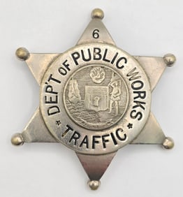 Obsolete W.W. Wilcox City Of Chicago Department Of Public Works Traffic Star Badge #6