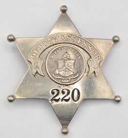 Obsolete C.H. Hanson Cook County Illinois Deputy Assessor Star Badge #220