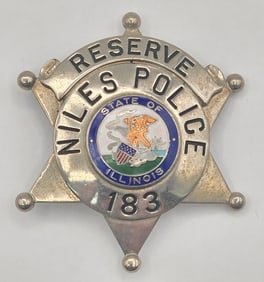 Obsolete C.H. Hanson Niles Illinois Reserve Police Star Badge #183