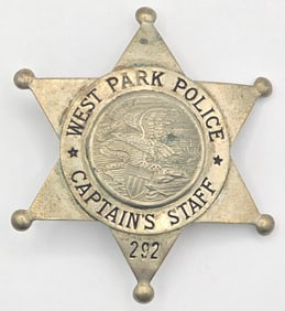 Obsolete West Park Illinois Police Captain's Staff Star Badge #292