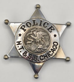 Obsolete H.T. & S.B. Chicago Police 6-Point Star Badge
