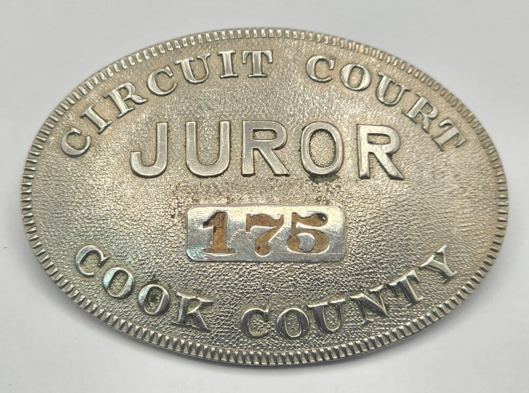Obsolete Cook County Illinois Circuit Court Juror Badge #175 (1 of 2)