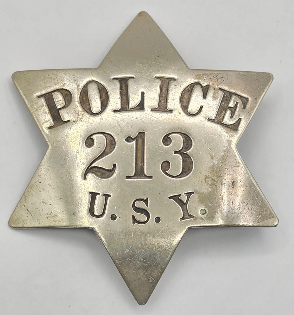 Early Obsolete Chicago Union Stock Yards Police 6-Point Star Badge #213 (1 of 2)