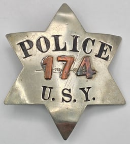 Early Obsolete Chicago Union Stock Yards Police 6-Point Star Badge