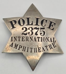 Early Obsolete C.H. Hanson Chicago International Amphitheatre Police 6-Point Star Badge #2375
