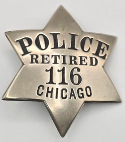 Early Obsolete Chicago Police Retired 6-Point Star Badge #116
