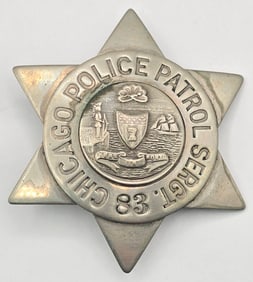 Obsolete C.H. Hanson Chicago Police Patrol Sergeant 6-Point Star Badge #83