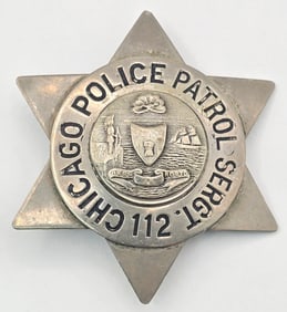 Obsolete C.H. Hanson Chicago Police Patrol Sergeant 6-Point Star Badge #112