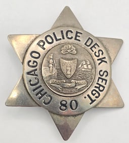Obsolete C.H. Hanson Chicago Police Desk Sergeant 6-Point Star Badge #80