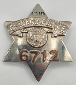 Obsolete C.H. Hanson Chicago Police Patrol Retired 6-Point Star Badge #6712