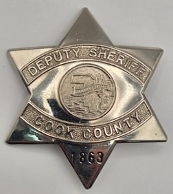 Obsolete C.H. Hanson Cook County Illinois Deputy Sheriff 6-Point Star Badge #1863