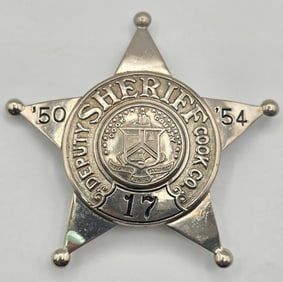 Obsolete C.H. Hanson Cook County Illinois Deputy Sheriff 5-Point Star Badge #17
