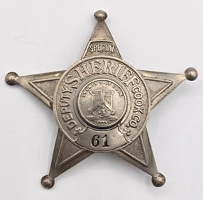 Obsolete Cook County Illinois Special Deputy Sheriff 5-Point Star Badge #61