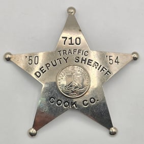 Obsolete Cook County Illinois Deputy Sheriff Traffic 5-Point Star Badge #710