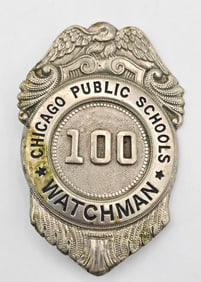 Obsolete Meyers & Wenthe Chicago Public Schools Watchman Shield Badge #100