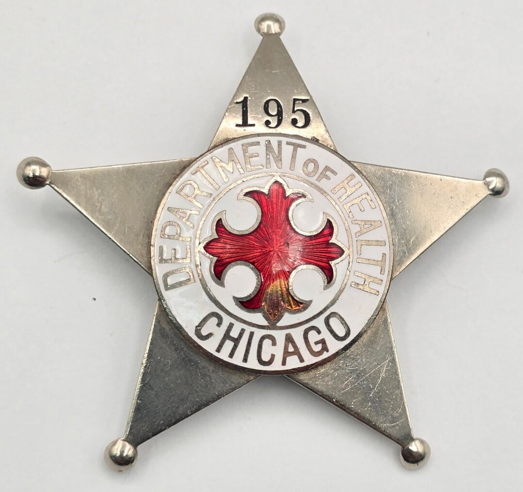 Obsolete S.D. Childs Chicago Department Of Health 5-Point Star Badge #195 (1 of 2)