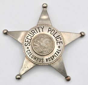 Obsolete Meyer & Wenthe Chicago Columbus Hospital Security Police 5-Point Star Badge