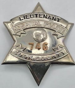 Obsolete Meyer & Wenthe Chicago Cook County Hospital Police Lieutenant 6-Point Star Badge #746