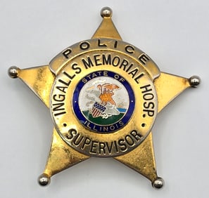 Obsolete Chicago Ingalls Memorial Hospital Police Supervisor 5-Point Star Badge
