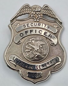 Obsolete C.H. Hanson Chicago Lutheran General Hospital Public Security Officer Shield Badge