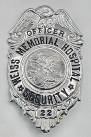 Obsolete Chicago Weiss Memorial Hospital Security Officer Shield Badge #22