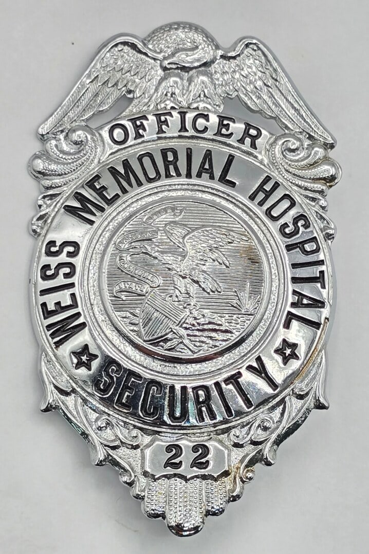 Obsolete Chicago Weiss Memorial Hospital Security Officer Shield Badge #22 (1 of 2)