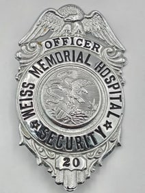 Obsolete Chicago Weiss Memorial Hospital Security Officer Shield Badge #20