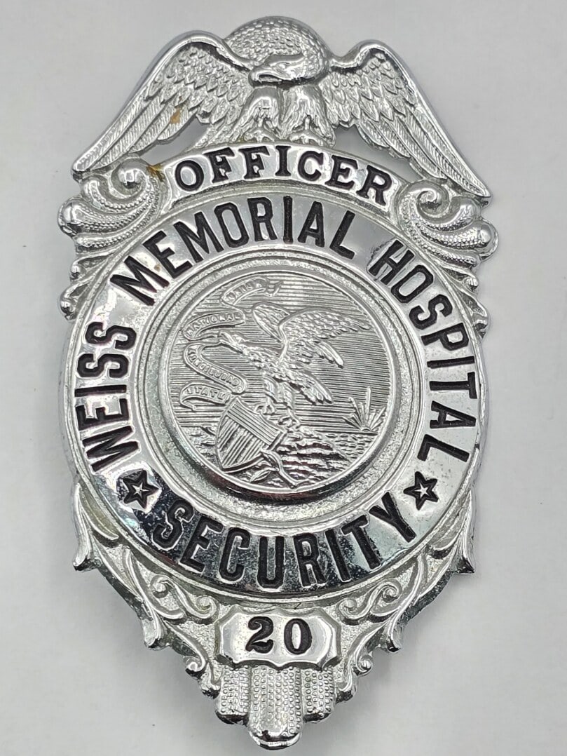 Obsolete Chicago Weiss Memorial Hospital Security Officer Shield Badge #20 (1 of 2)