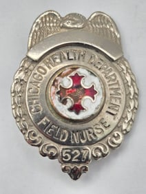 Obsolete C.H. Hanson Chicago Board Of Health Field Nurse Badge #527