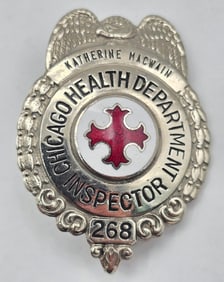 Obsolete C.H. Hanson Chicago Board Of Health Inspector Badge #268
