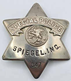 Obsolete Spiegel Inc. Chicago Special Police Badge #347