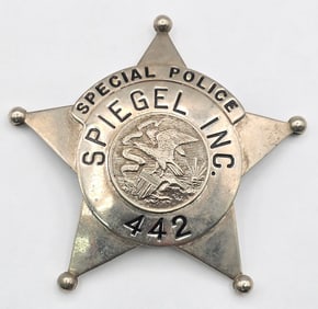 Obsolete C.H. Hanson Spiegel Inc. Chicago Special Police 5-Point Star Badge #442