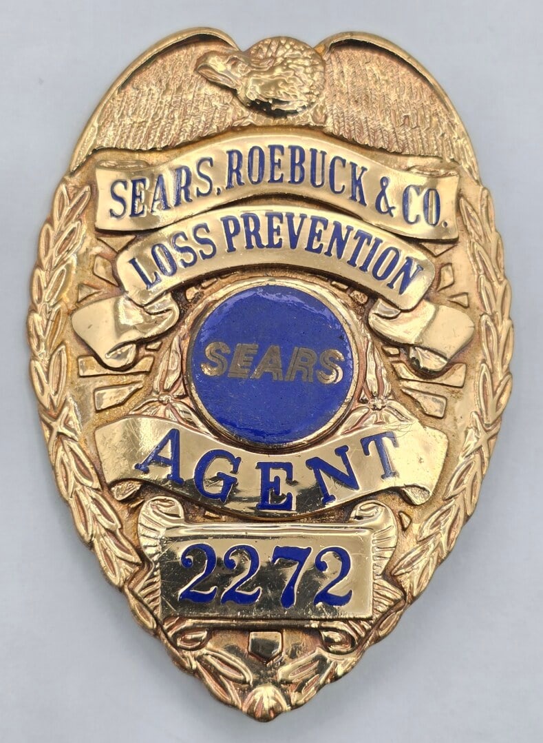 Obsolete Entenmann-Rovin Co. Sears Roebuck & Co. Loss Prevention Agent Shield Badge #2272 (1 of 2)