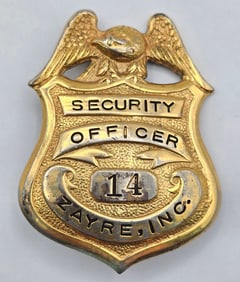 Obsolete Zayre, Inc. Security Officer Shield Badge #14
