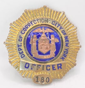 Obsolete City Of New York Department Of Corrections Officer Badge #180