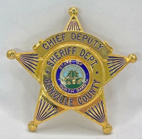 Obsolete Blackinton Renville County North Dakota Chief Deputy Sheriff 5-Point Star Badge