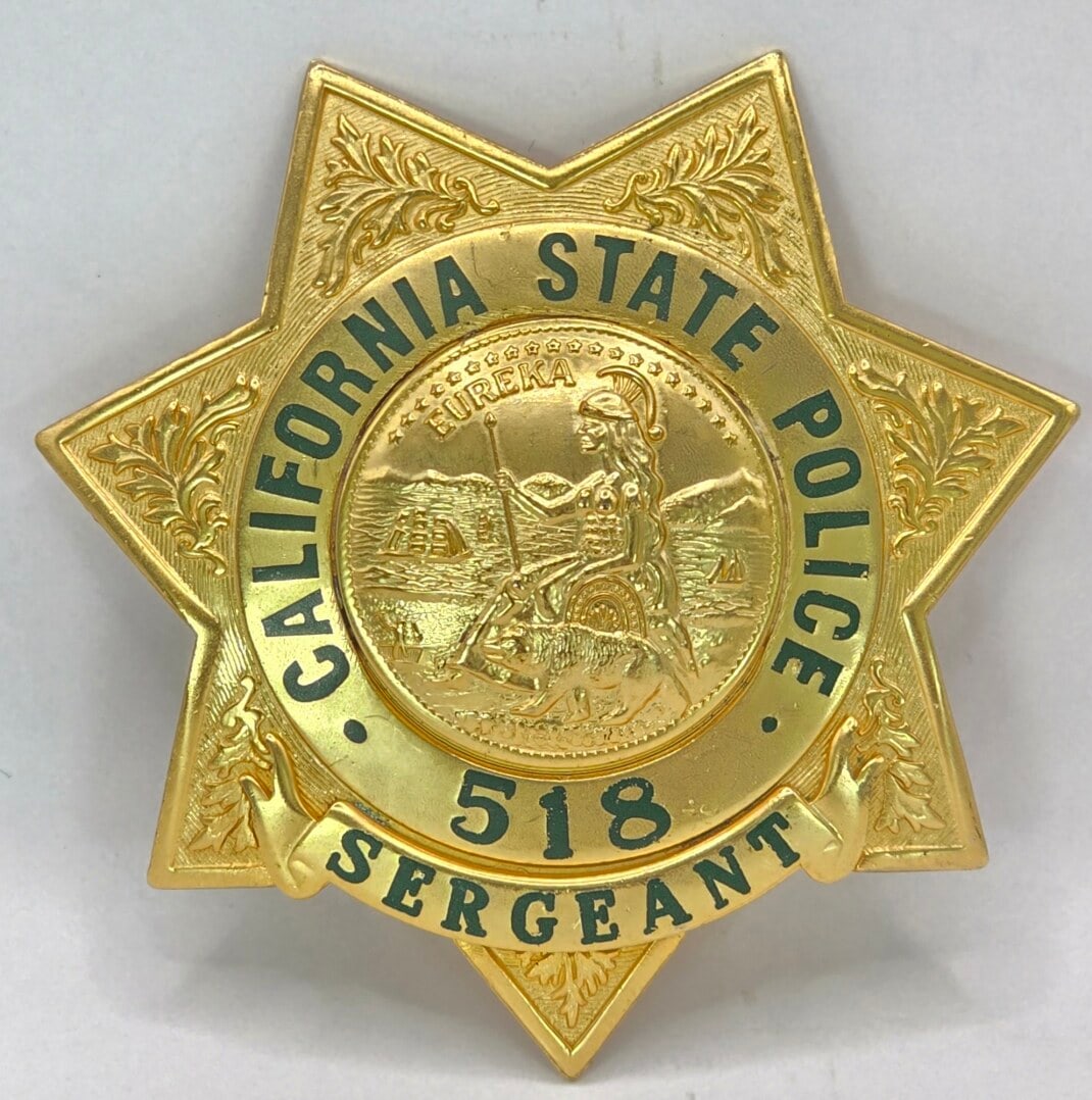 Obsolete California State Police Sergeant 7-Point Star Badge #518 (1 of 2)