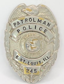 Obsolete East St. Louis Illinois Police Patrolman Shield Badge #245