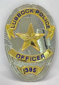 Obsolete Lubbock Texas Police Office Shield Badge #395