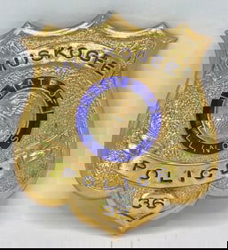 Obsolete Muskogee Illinois Police Shield Badge #36